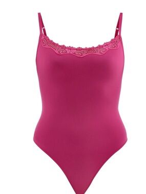 Women's Fuchsia Lace-Trim Bodysuit
